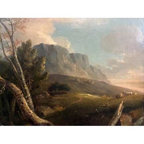 13 - Italian School, 18th Century - Pan and Syrinx emerging from the forest before a grand mountainous ex... 