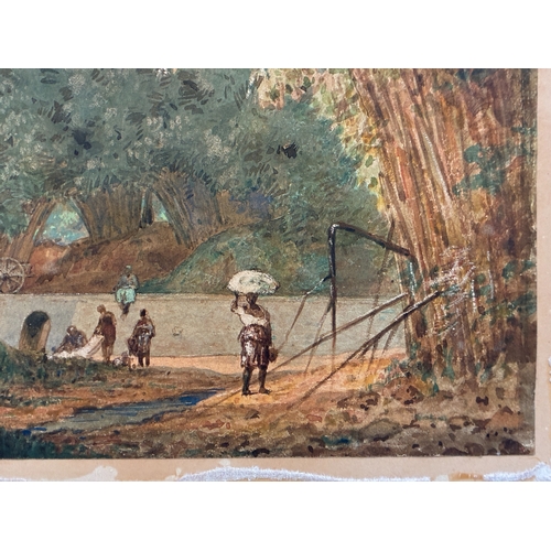 60 - Attributed to Michel Jean Cazabon (1813-1888) - A cocoa picker and other figures in a bamboo forest ... 