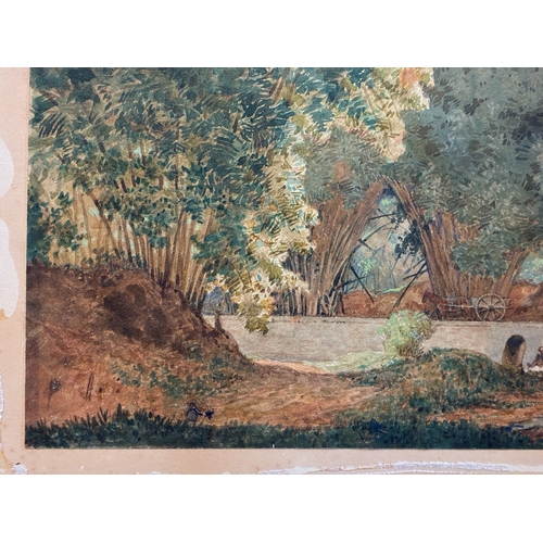 60 - Attributed to Michel Jean Cazabon (1813-1888) - A cocoa picker and other figures in a bamboo forest ... 
