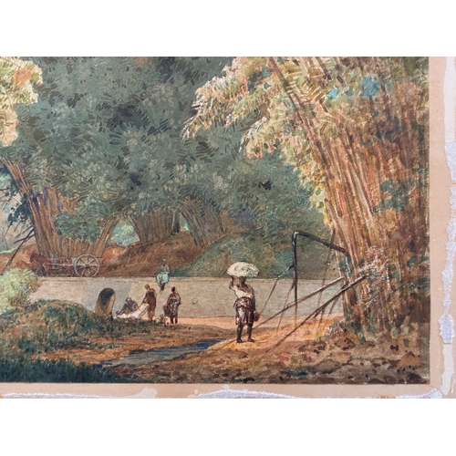 60 - Attributed to Michel Jean Cazabon (1813-1888) - A cocoa picker and other figures in a bamboo forest ... 