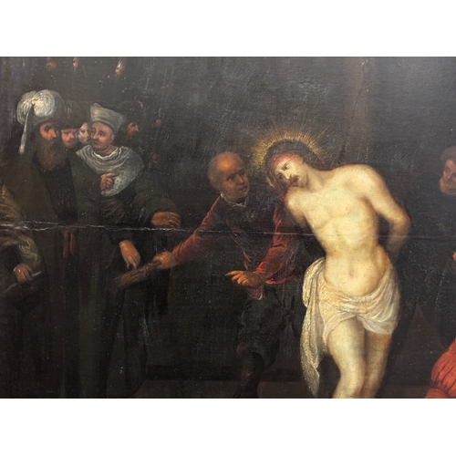 14 - Continental School, 19th Century - The Flagellation of Christ, in the Flemish Baroque manner, oil on... 