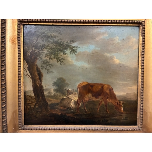 10 - Johannes Janson (1729-1784) - Cows resting under a willow tree (1776), oil on panel, signed and date... 