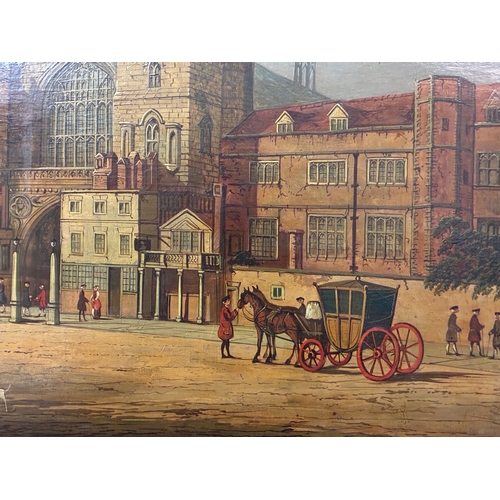 58 - John Paul (1807-1887) - New Palace Yard, oil on canvas, inscribed plaque 'New Palace Yard. c.1760, J... 