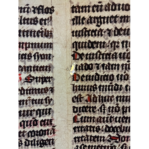 1 - Missal in Latin, 14th/15th century manuscript, ink and rubrication on vellum, double-sided, sheet: 3... 