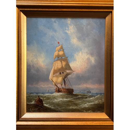 56 - Callow, 19th Century - Ship at full sail, oil on board, signed 'Callow', probably by John Callow (18... 