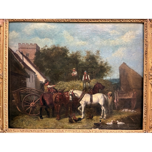 40 - British School, 19th Century - Stacking the Hay Carts, oil on canvas, unsigned, stretcher: 41 x 51 c... 