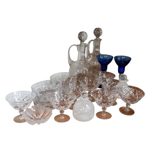 269 - A collection of various glassware to include drinking glasses, rinsers, claret jugs, etc.