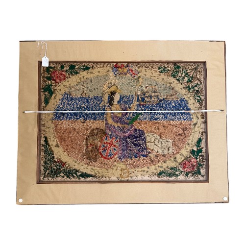 55 - 19th Century British, 'Trade & Commerce' - A patriotic Sailor's woolwork tapestry depicting Britanni... 