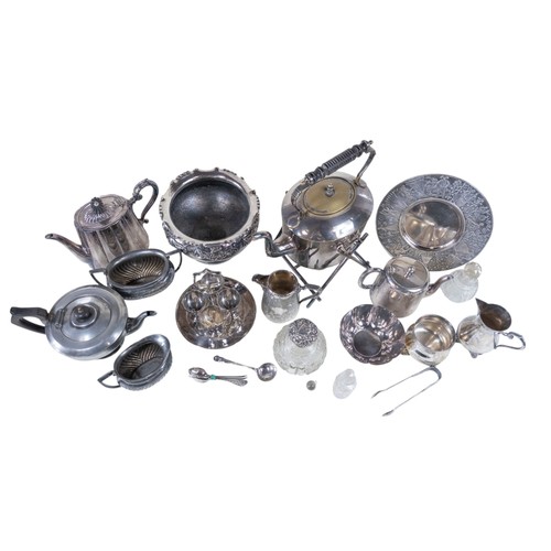 315 - A large collection of various silver plated wares to include teapot, goblet, salver, chamberstick, c... 