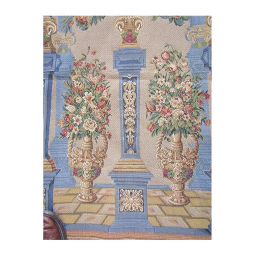 A machine made tapestry panel, classical style, the central urn flanked ...