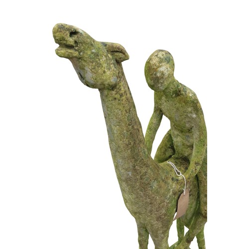 A weathered composition stone garden sculpture in the form of Horse ...