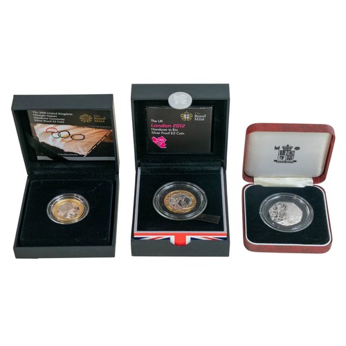 728 - Royal Mint £2 Silver Proof 2008 Olympic Handover coin, Royal Mint £2 Silver Proof 2012 Olympic Hando... 
