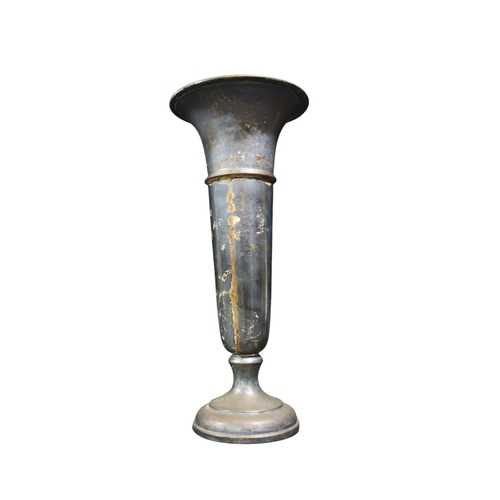 330 - An English silver trumpet vase, indecipherable marks, with inscription for 