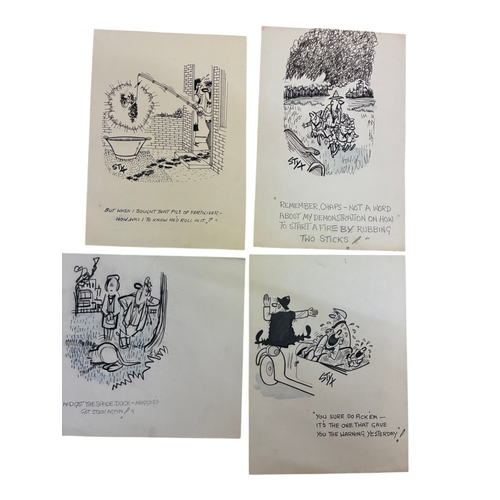 Leslie 'Styx' Harding - Twelve cartoon illustrations, largest sheet: 25 ...