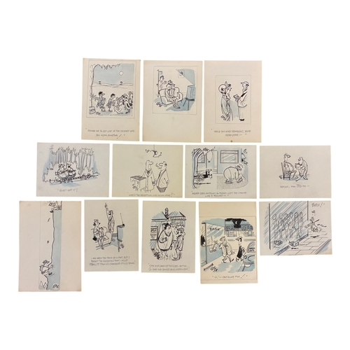 Leslie 'Styx' Harding - Twelve cartoon illustrations, largest sheet: 25 ...