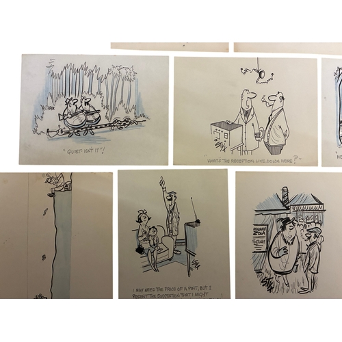 Leslie 'Styx' Harding - Twelve cartoon illustrations, largest sheet: 25 ...