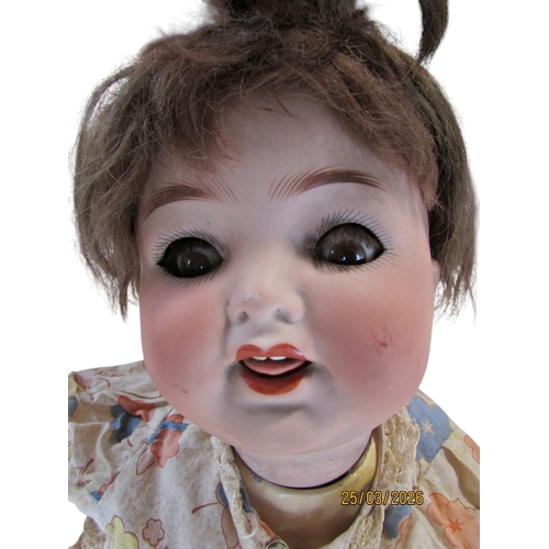 683 - Heubach Koppelsdorf doll 4342-18, another 342-4, Papier mache policeman, toy monkey and other toys