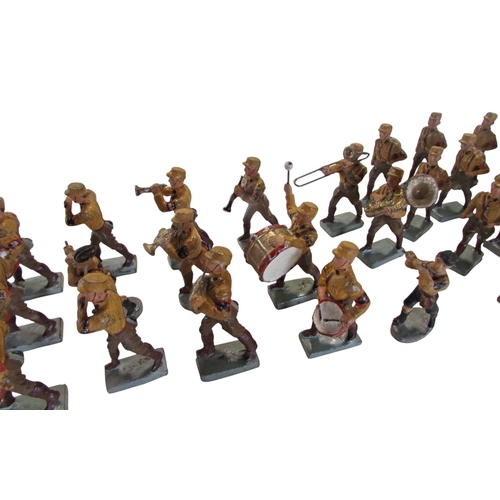 688 - A Lineol German military band, 16 pieces in uniform, 7 cm high approx with 2 Lineol Sturmabteilung (... 