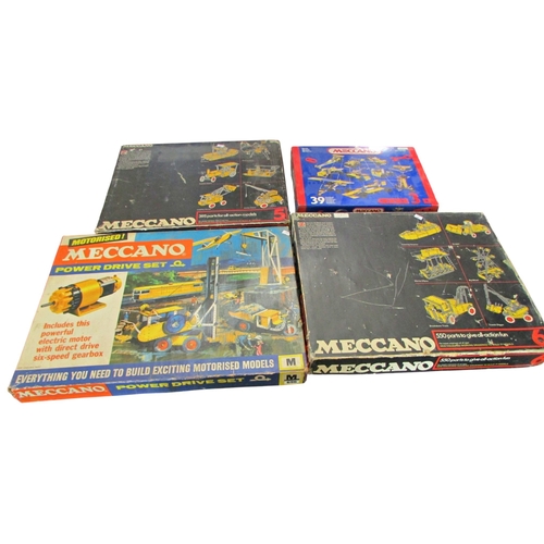 696 - Four boxes of Meccano, Meccano power drive set, further boxes 3, 5 & 6