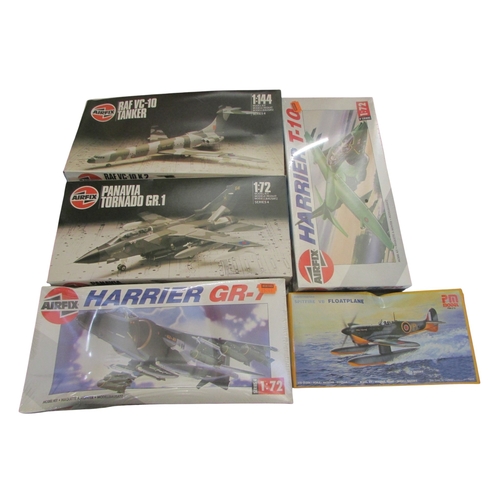 698 - Collection of boxed aircraft for construction, Airfix; Harrier T10, Harrier GR7, Tornado GR1 , RAF V... 