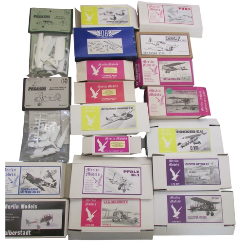 701 - Collection of box aircraft for construction.  Veeda; Hansa Brandenberg W29, Fokker D VIII, Curtiss J... 