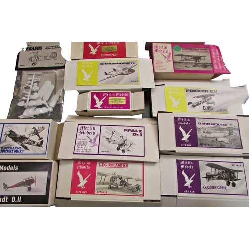 701 - Collection of box aircraft for construction.  Veeda; Hansa Brandenberg W29, Fokker D VIII, Curtiss J... 