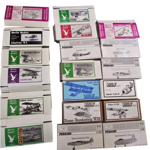 702 - Box of aircraft for construction.  Pegasus; Fairey Albacore Curtis Sparrowhawk, Veeday; Seversky P-3... 