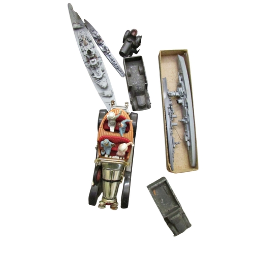 705 - Clockwork bear, toy battleships and military vehicles, large quantity of sweetheart letters written ... 