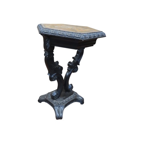 1523 - A good quality 19th Century ebony Celanese centre table. The hexagonal top with inlaid detail raised... 