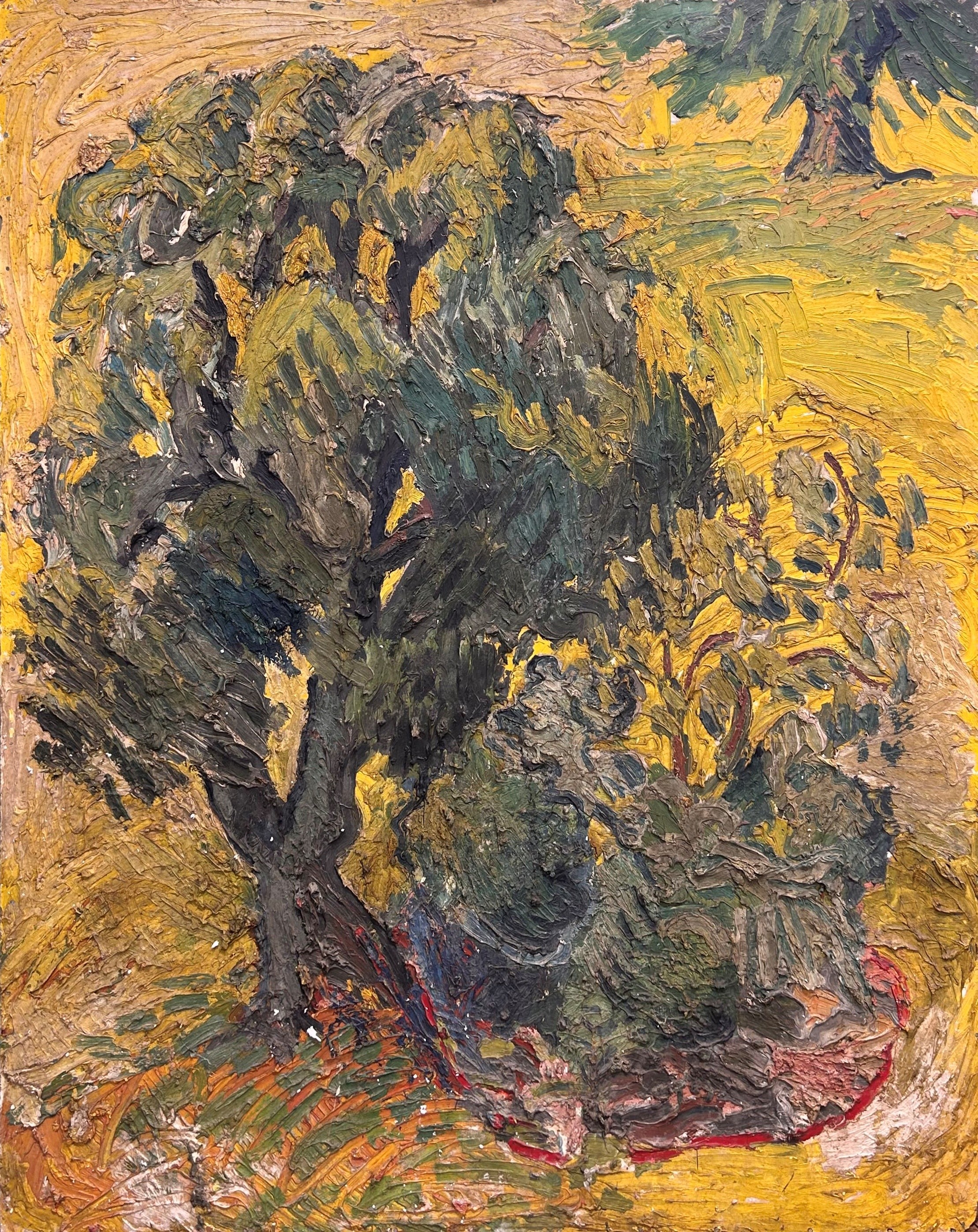 Andrew Wood (British, b.1950) large abstract tree study, impasto oil on ...