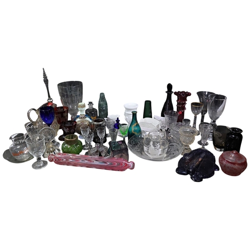 263 - A large collection of various glass to include Mary Gregory, apothecary jar, ruby red glass, Bristol... 
