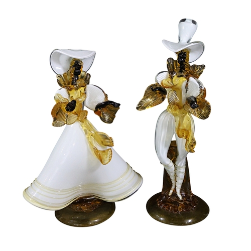 265 - Two 20th century Franco Toffolo (Murano trained) glass figures of dancers, tallest 40cm