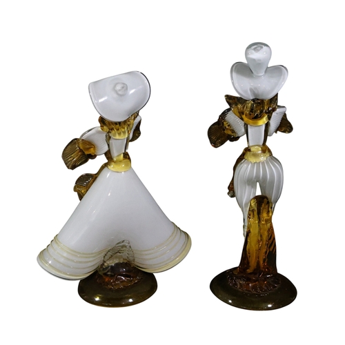 265 - Two 20th century Franco Toffolo (Murano trained) glass figures of dancers, tallest 40cm