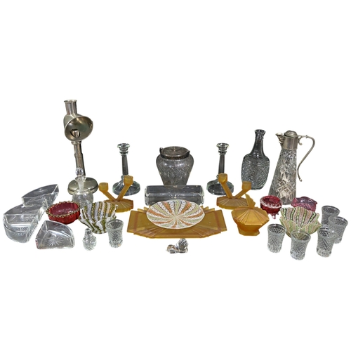 271 - A collection of various glassware to include cut, coloured, opaque, silver plate mounted, Venetian g... 