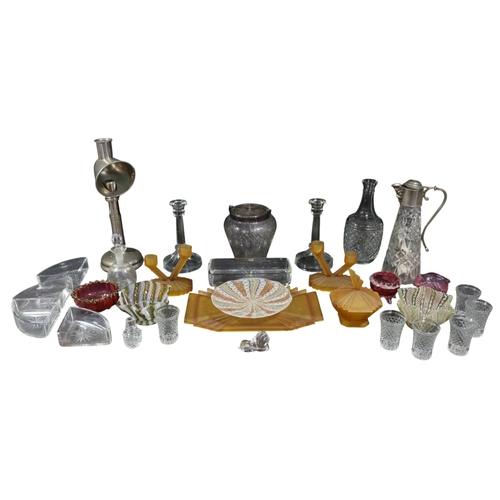 271 - A collection of various glassware to include cut, coloured, opaque, silver plate mounted, Venetian g... 