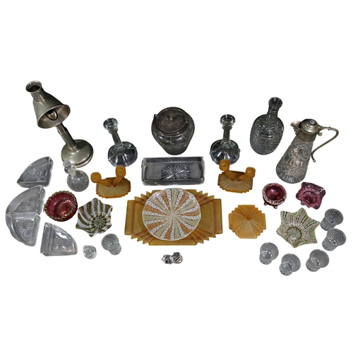 271 - A collection of various glassware to include cut, coloured, opaque, silver plate mounted, Venetian g... 
