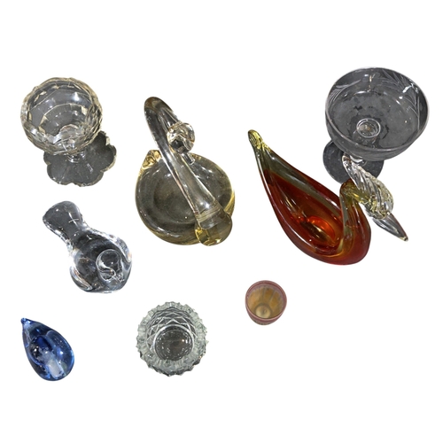 285 - A small collection of various glass to include Murano birds, cut glass, etc.