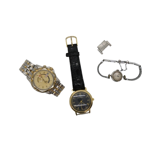 673 - Three various wristwatches to include a Seiko Kinetic SQ 50 stainless steel example, a Philip Mercie... 