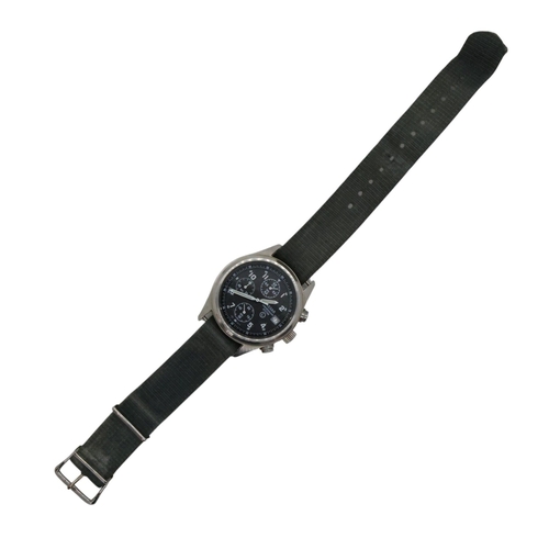 674 - Military interest; a Pulsar stainless steel 100M chronograph wristwatch, reverse inscribed ‘6645-99 ... 
