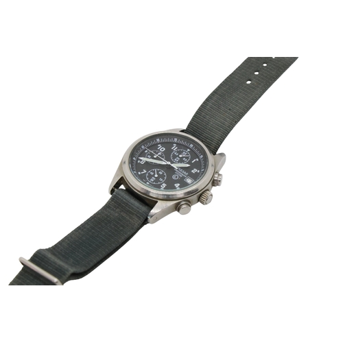 674 - Military interest; a Pulsar stainless steel 100M chronograph wristwatch, reverse inscribed ‘6645-99 ... 