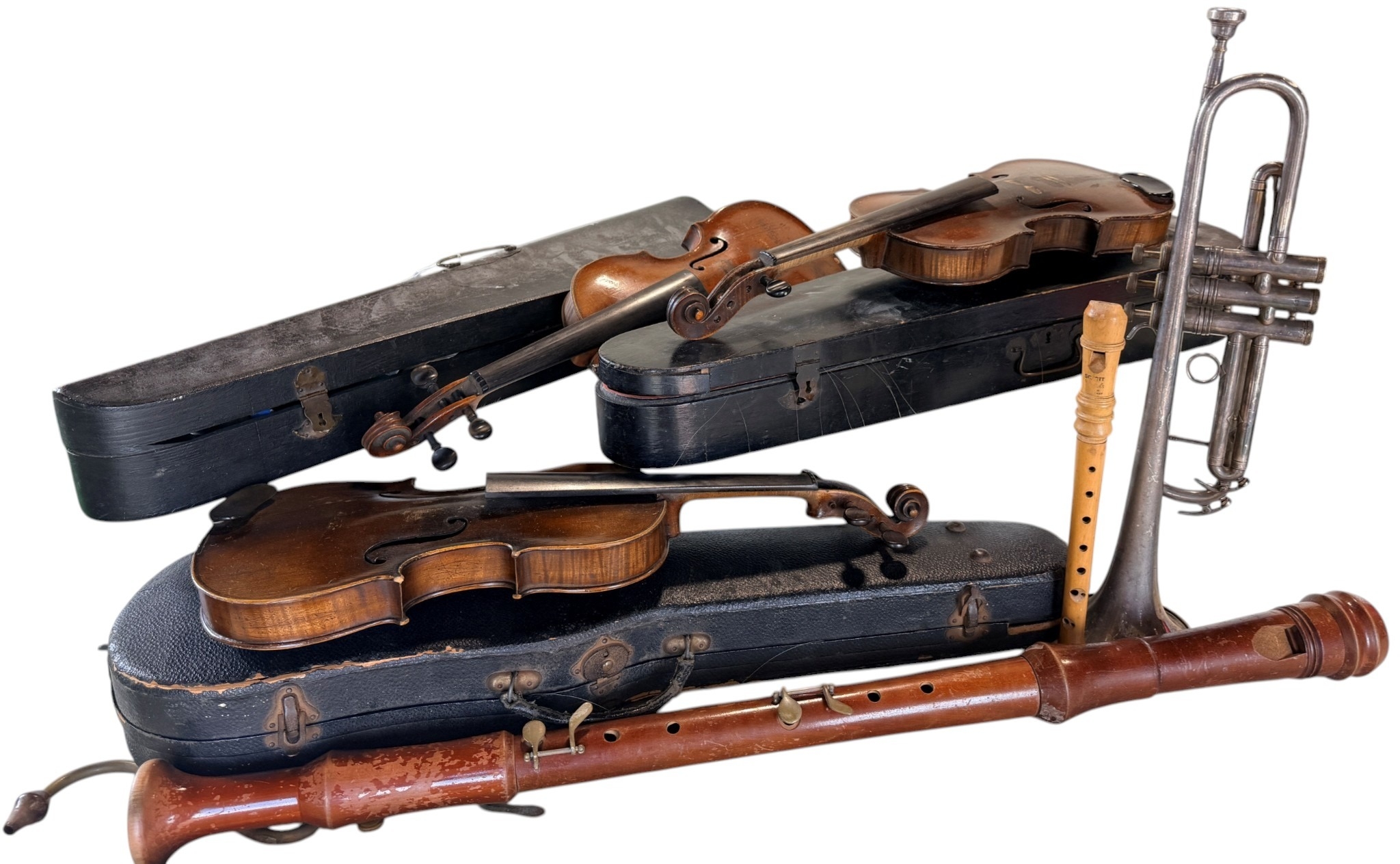 Music interest; a collection of various musical instruments and cases ...