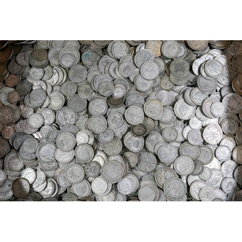 736 - A large quantity of English silver coinage, post 1920 pre1947 315 ozt approx