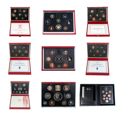 721 - 8 X Royal Mint Annual Proof sets 1985,1986,1988,1991,1993,1997,1999 & 2012