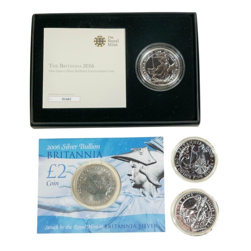 723 - 4 x Silver Britannia 1oz coins - 2005,2006, 2008 & 2016