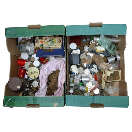 740 - A Quantity of generally unsorted English coinage - mid 20th Century onwards (2 boxes)