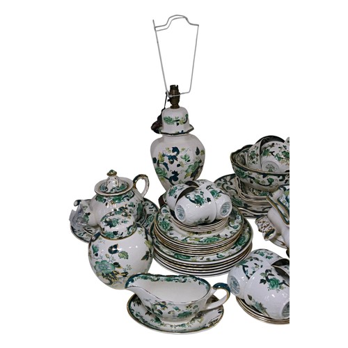 A large collection of Masons chartreuse pattern dinnerware. comprising ...