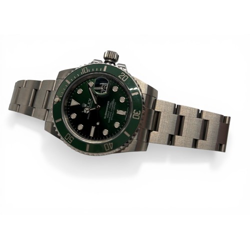 419 - Rolex. A gentleman's stainless steel Oyster Perpetual Date Submariner 'Hulk' wristwatch, reference 1... 