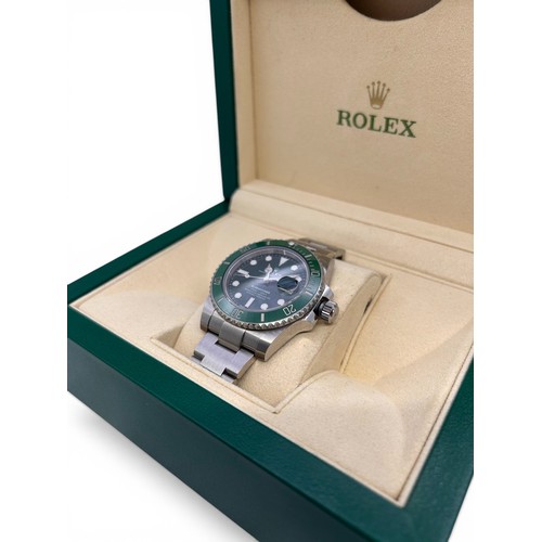 419 - Rolex. A gentleman's stainless steel Oyster Perpetual Date Submariner 'Hulk' wristwatch, reference 1... 