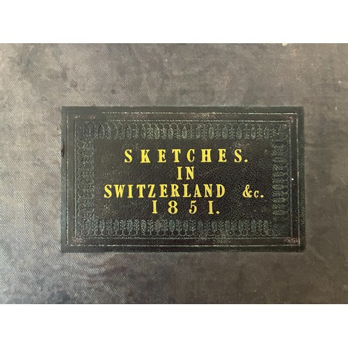  'Sketches in Switzerland, 1851' - A leather-bound album containing approx. 60 pencil sketches of Swi... 