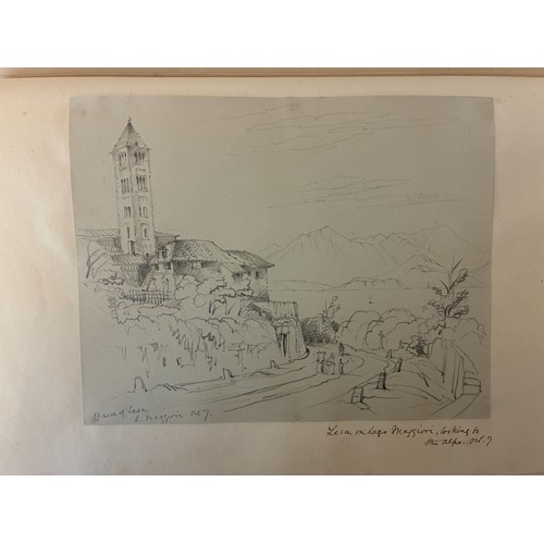  'Sketches in Switzerland, 1851' - A leather-bound album containing approx. 60 pencil sketches of Swi... 